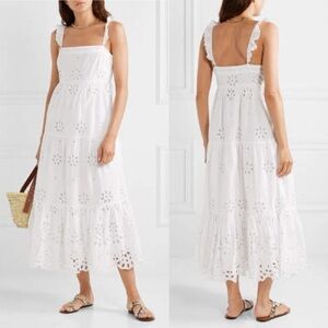J Crew Womens Eyelet Peyton Broderie Anglaise Cotton Tiered Skirt Maxi Dress
